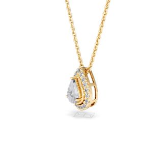 The Diamond Store Masami Lab Diamond Pear Halo Necklace 0.10ct Pave Set in 18K Gold Vermeil