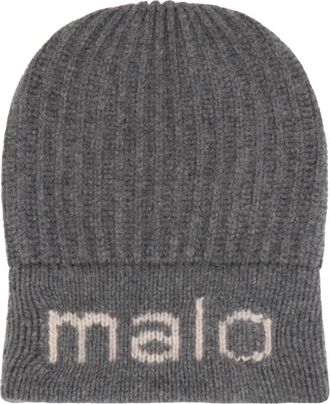 Malo Geribbelde Beanie - unisex - Hoeden - Grijs - ONE Size - Wol - Accessoires