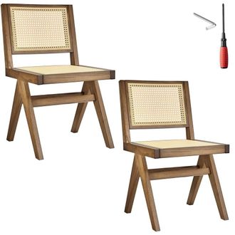 TecTake Accent Chair Lizzy Set Of 2 - Light Oak | Size: 2 Pack