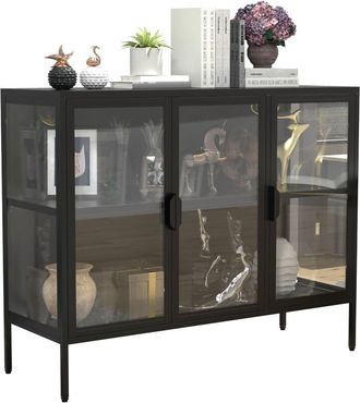 ebuy24 Ebuy24 - Vitrina de vidrio vcm de pie Vitrina de vidrio con vidrio de seguridad esg Dimensiones aprox. al. 80 x an. 100 x p. 35 cm Soporte vitrina