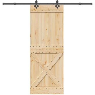vidaXL Vidaxl - Puerta Corredera Con Herrajes Madera Maciza De Pino 85x210 Cm