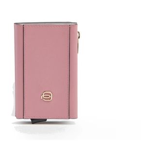 Piquadro Accessoires, Dames, Roze, ONE Size, Leer, Compacte portemonnee met pop-up kaarthouder