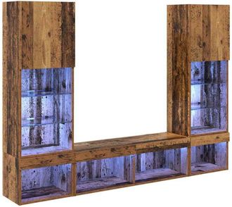 vidaXL Unidades De Tv De Pared Con Led Con Led 5 Pcs Madera Vieja Vidaxl