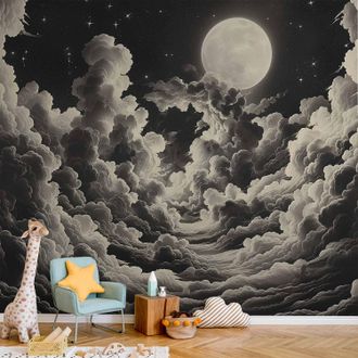 OEM Sfondo Fotografico - La Luna E Le Stelle Cantano Tra Le Grandi Nuvole
