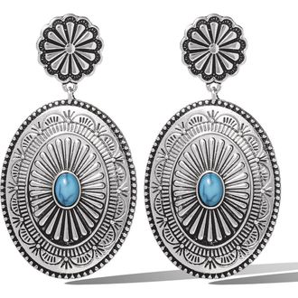 Jessica Simpson Western Round Concho Drop Earrings in Silver at Nordstrom