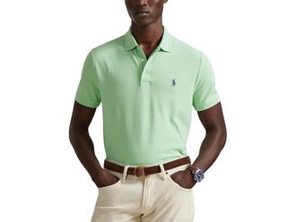 Polo Ralph Lauren Classic Fit Stretch Mesh Polo Shirt Mens Short Sleeve Knit Pastel Mint : 2XL, Cotton/Elastane
