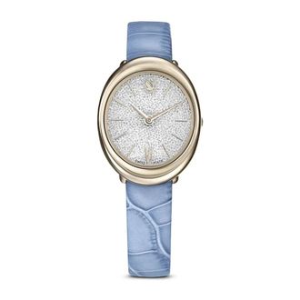 Swarovski Imber Ovaal Horloge - Dames - Horloges - Blauw - ONE Size - Leer - Accessoires