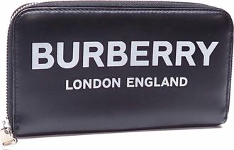 Burberry Black Leather Long Wallet (Bi-Fold) (Pre-Owned)
