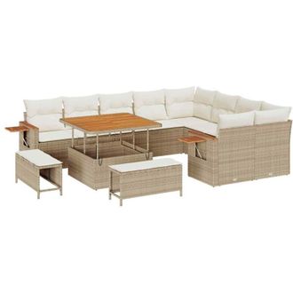 vidaXL Conjunto De Sof&aacute; De Jard&iacute;n Con Coj&iacute;n 12 Pcs Beige Y Crema Vidaxl