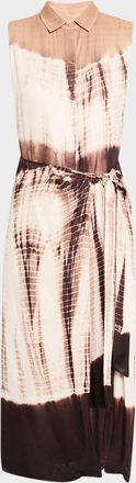 Kobi Halperin Ivria Tie-Dye Sleeveless Midi Wrap Shirtdress