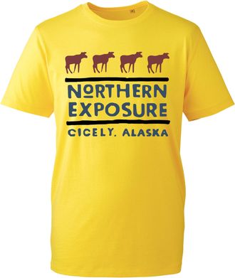 Generic Novelty Northern Series Exposure T-Shirt, Funny TV Show Themed Adventure Lover Retro Style Buisness Shirt, Gift Unisex Tee Top (Yellow, XL Years)