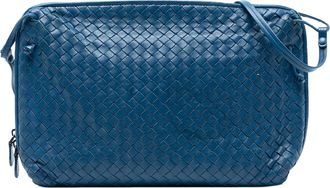 Bottega Veneta Pre-owned Womens Large Nappa Intrecciato Nodini Crossbody - Blue Leather - One Size
