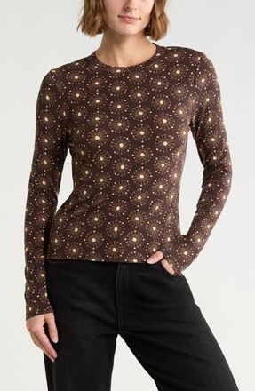 Scotch & Soda Print Long Sleeve T-Shirt in Seal Brown Medallion at Nordstrom Rack, Size X-Small