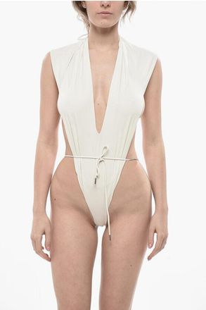Saint Laurent One-Piece Swimsuit With V-Neck And Open Back size S
