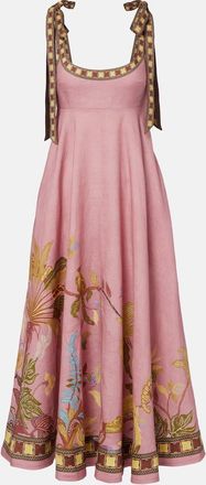 Alemais Al&eacute;mais Vestido midi Zuri Ballet de lino estampado