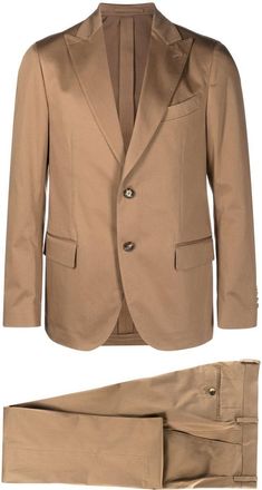 Lardini single-breasted two-piece suit - men - Cotton/Elastane/Polyester - 52 - Brown