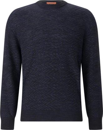 Missoni Round-neck Truien - Heren - Ronde hals truien - Blauw - XL - Truien & Vesten