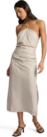 Onia Ruched Halter Dress in Tan/white at Nordstrom, Size 10