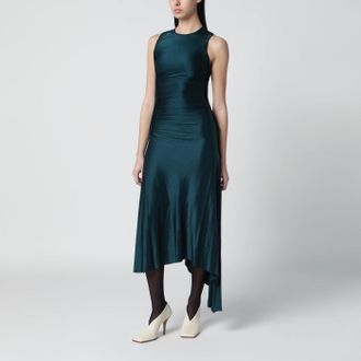 Victoria Beckham Twist Dress In Dark Aqua Green
