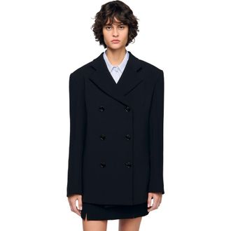Sandro Crossed tailored jacket in Black at Nordstrom, Size 40 Eu