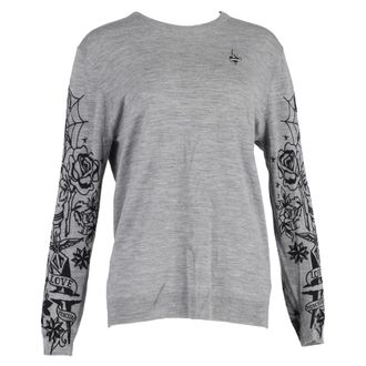 Moschino Love Moschino Rib-Knit Crewneck Sweater in Grey Wool