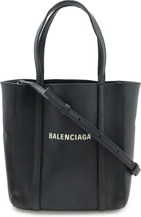 Balenciaga Black Leather Shoulder Bag Tote Bag (Pre-Owned)