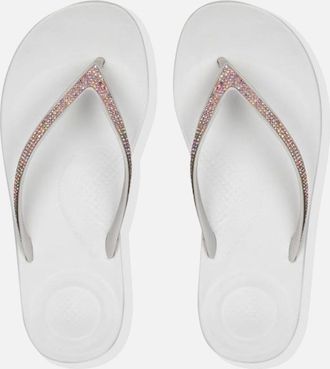 FitFlop Womens FitFlop IQUSHION SPARKLE Womens Flip Flops Urban White - Size: 6