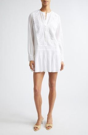 Veronica Beard Marguerite Embroidered Eyelet Long Sleeve Dress in White at Nordstrom, Size 00