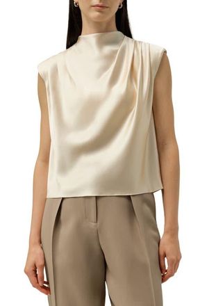 LilySilk X Lydia Tomlinson Grace Top in Gravel Gold at Nordstrom, Size Small