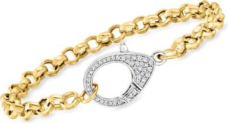 Ross-Simons Italian CZ Oversized Lobster Clasp Bracelet in 18kt Gold Over Sterling and Sterling Silver