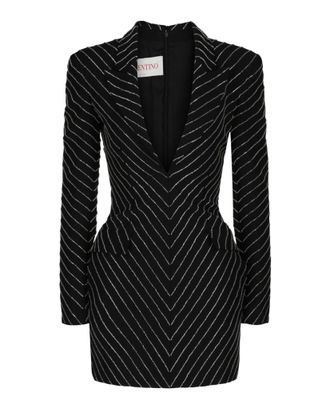 Valentino Beaded Striped Blazer Dress