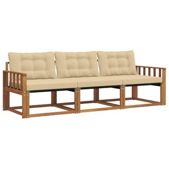 vidaXL Conjunto De Sof&aacute;s De Exterior Con Coj&iacute;n 3 Pcs Natural Y Beige Vidaxl