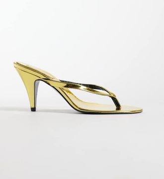 Mango In collaborazione con Hailey Bieber - Sandali infradito con tacco color oro