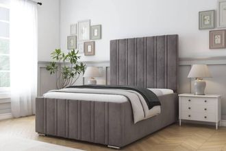 Comfort Beds Lorenzo Naples Bed Frame - 50 Upholstered Headboard in Grey | Size: Super King