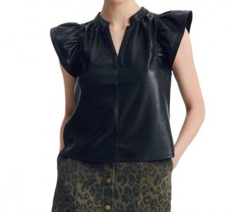 M&eacute;lissa Nepton Faux Leather Venora Top In Black