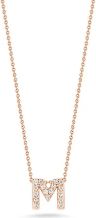Roberto Coin Tiny Treasures Diamond Love Letter Necklace M 18K Rose Gold 001634AXCHXM