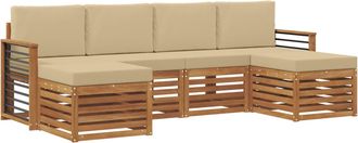 vidaXL Conjunto De Sof&aacute;s De Exterior 6 Uds. Natural Y Beige Vidaxl