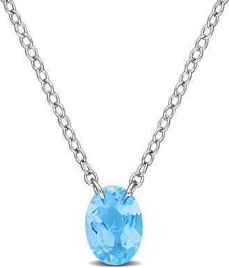 Delmar Oval Swiss Blue Topaz Pendant Necklace at Nordstrom Rack