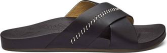 Olukai Womens Kipea olu Leather Slide Sandals In Black / Black