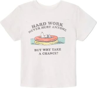 Re/Done T-shirt Snoopy Hard Work - Bianco