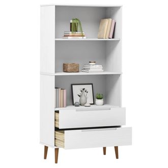 Berkfield Home Beautiful Bookcase MOLDE White 85x35x170, 5 cm Solid Wood Pine