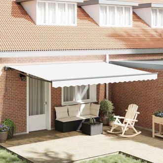 vidaXL Toldo Retr&aacute;ctil Manual Blanco 450x300 Cm Tela Vidaxl