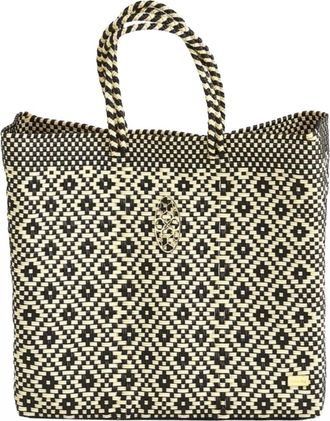 Lola's Bag Womens Medium Handmade Aztec Regular Strap Tote Bag In Black/beige