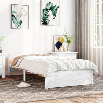 vidaXL Estructura Cama Individual Sin Colch&oacute;n Madera Blanco 90x190 Cm Vidaxl