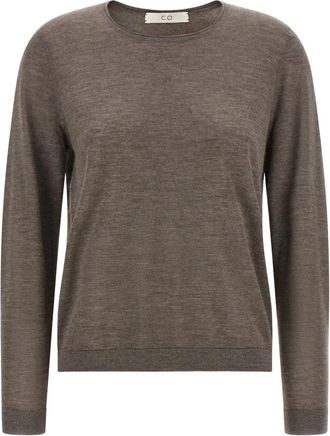 Co Rolled Crewneck Sweater - Dames - Ronde hals truien - Bruin - M - Kasjmier - Truien & Vesten