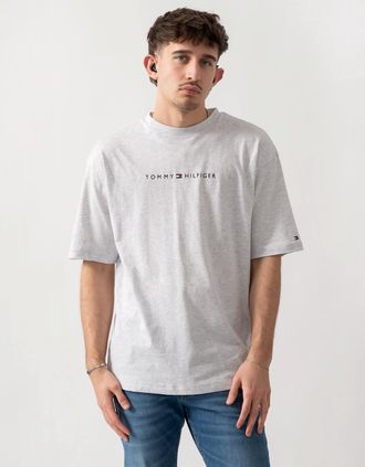 Tommy Hilfiger Mens Tommy Hilfiger Logo Mens Lounge Tee - Ice Grey Heather - Size: 40