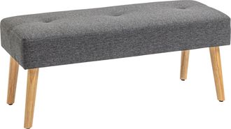 HOMCOM Multifunctional Bed End Bench Tufted Upholstered Shoe Bench Ottoman Footstool Linen Fabric for Entryway Living Room Grey | TJ Hughes White