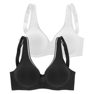 Lascana Womens 2 Pk Minimizer Underwire T-Shirt Bras in Black & White at Nordstrom, Size 44Ddd