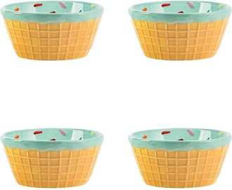10 Strawberry Street Set Of 4 Mint Ice Cream Bowls