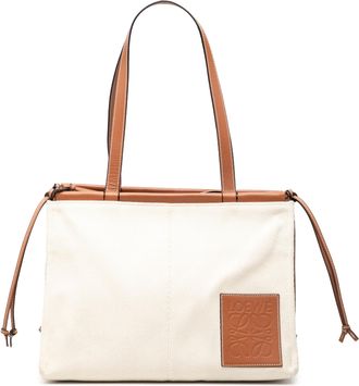 Loewe Womens Pre-owned Small Canvas Cushion Tote - Ivory Textile - One Size